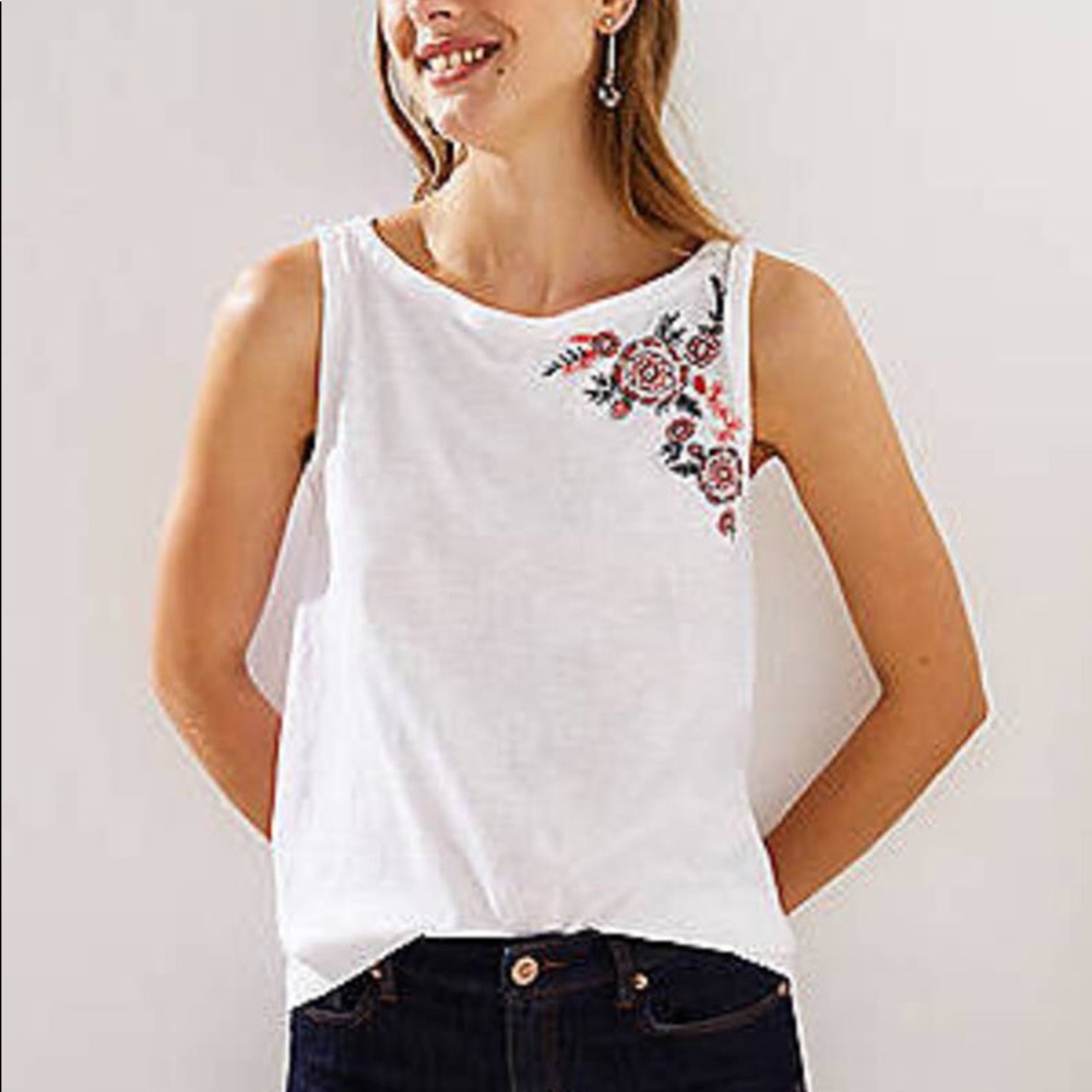 Rose Embroidered Vintage Soft Swing Tank